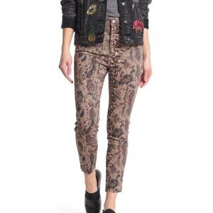 Free People High Waist Denim Snakeskin Jeans